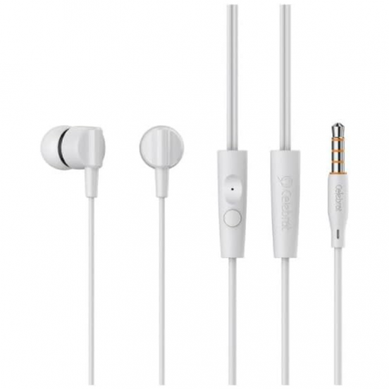 Celebrat G35 Earphone With Microphone HiFi Stereo Sound - White